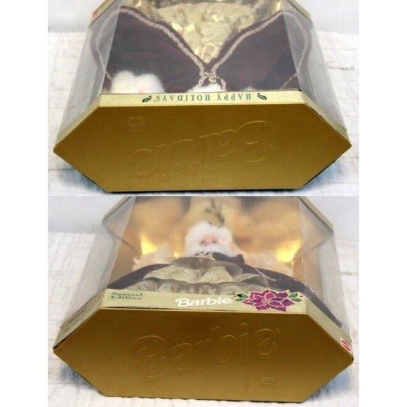 VTG 1996 Mattel Happy Holidays Barbie Doll Special Edition Fur Velvet Gown - Picture 6 of 9